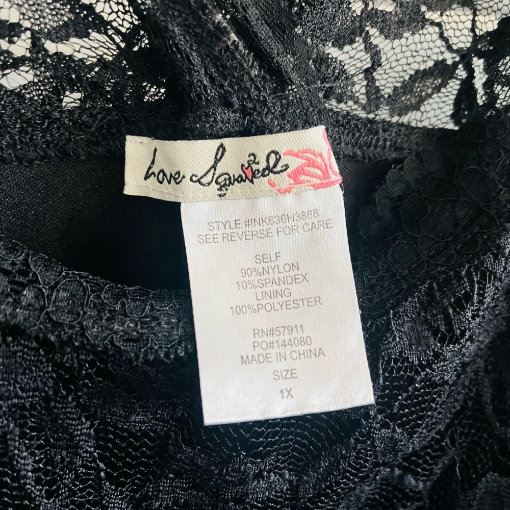 LOVE SQUARED Plus Size Dress 1X A-Line Black Floral Lace Sleeveless Knee Length - Picture 8 of 8